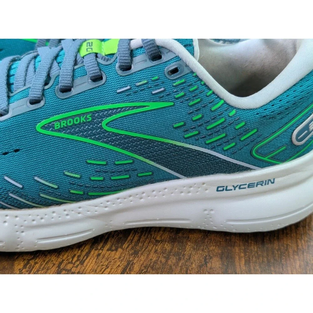 Brooks Men’s Running Shoes Glycerin 20 Size 9D Kayaking/Heron/Green Gecko - Picture 2 of 13